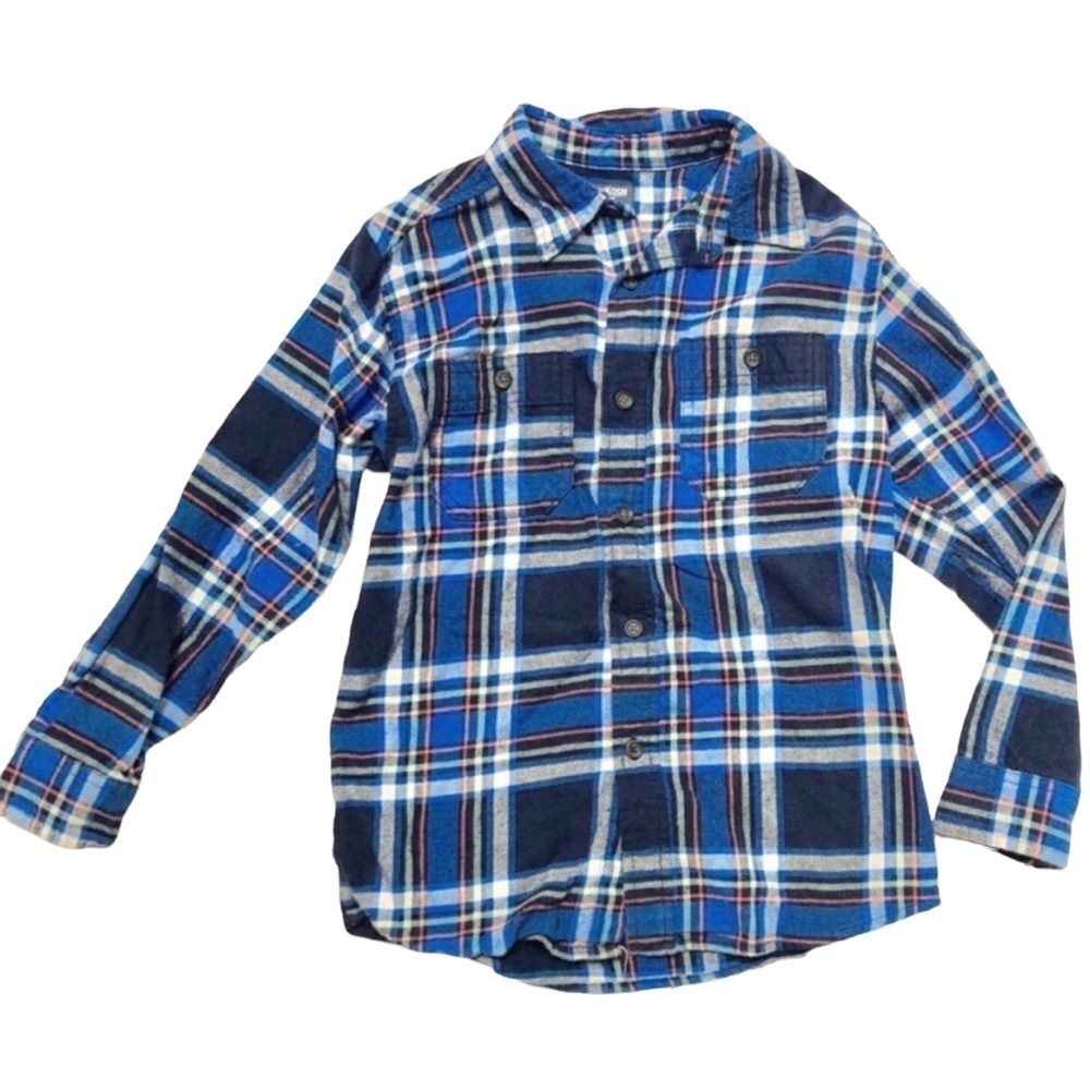 Osh Kosh Flannel Shirt Blue/Navy Sz 7X